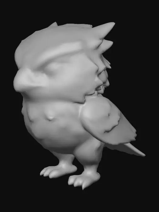 3D model for Sleek hawk-inspired chibi griffin, soft beige and cream color palette, smooth stylized feathers with no fur, compact raptor body, large forward-facing hawk eyes, tiny curved hawk beak, small aerodynamic wings, short cute talons, simplified feather layers, rounded chibi proportions, clean shapes, minimal textures, soft matte shading. Designed for 3D model generation, viewed in neutral lighting, full-body character, clean silhouette, no background.