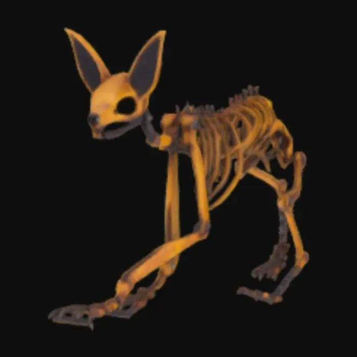3D model for Metal Skeletal Arctic Fox. Burnt Looking.