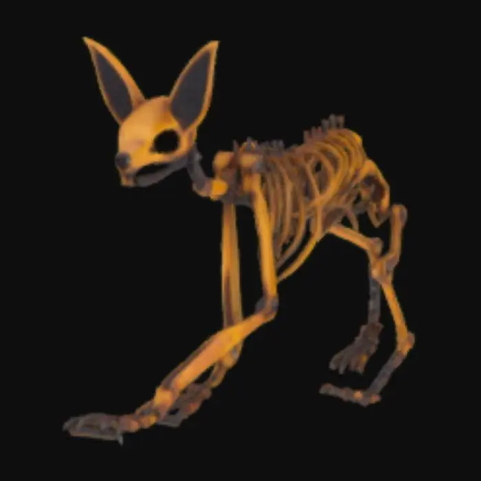 3D model for Metal Skeletal Arctic Fox. Burnt Looking.