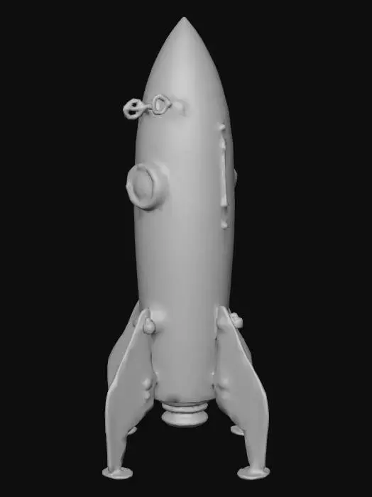 3D model for È stato generato un razzo marziano usato e sporco di sabbia. Suggerimento: Per risultati 3D ottimali, si potrebbe aggiungere maggiore profondità e dettagli alle texture per far risaltare l'usura.