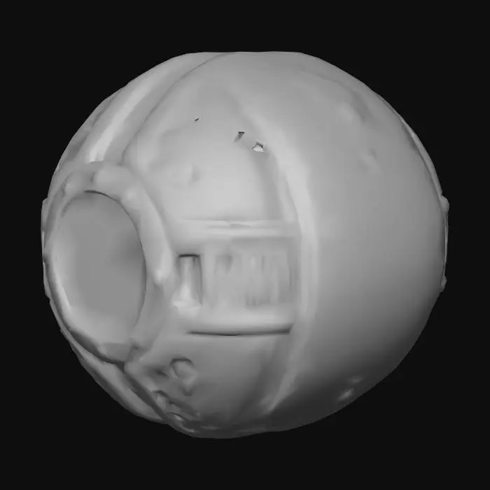 3D model for camera observation drone, with titanium color for the metal and white eye and white lights low poly memory saving implementation. colors for the metal is rusty blak and for the poer lines is white blue