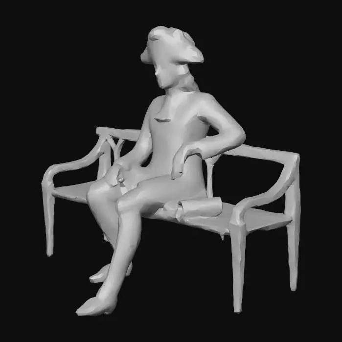 3D model for Bronze Gentleman on a Park Bench