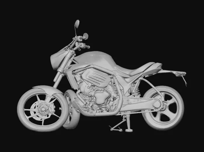 3D model for Create a high-quality, realistic 3D sport/cruiser motorcycle suitable for games, cinematic renders, product visualization, and VR/AR projects.
The motorcycle should blend modern sport bike aggression with classic cruiser elegance, resulting in a muscular, powerful, and premium-looking vehicle. The design must be inspired by real-world motorcycles while remaining original and brand-free.