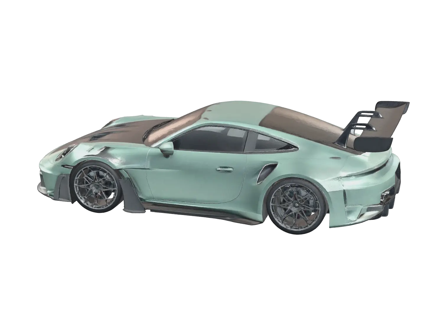 Realistic Porsche 911 3D model, vytvořený pomocí AI