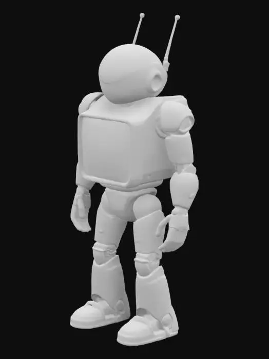 3D model for #game figure#, 
T3-D: Un robot con un corpo a forma di televisore costruito con uno schermo olografico e un'antenna parabolica. Il suo schermo mostra immagini e video ad alta risoluzione. La sua antenna capta segnali radio e televisivi da tutto il mondo. Il suo sistema di altoparlanti produce un suono avvolgente e coinvolgente.