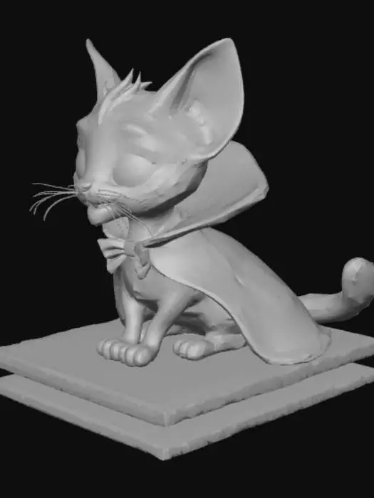 3D model for A cute vampire cat on top of a bookshelf in an appartement watching from above