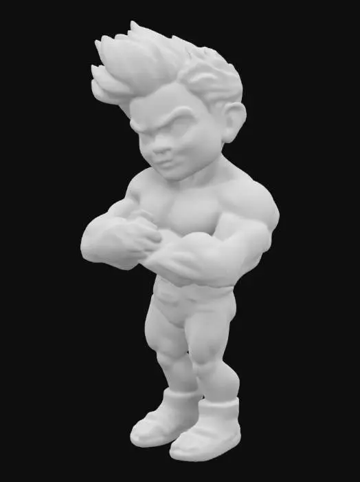 3D model for buff muscular ken doll for Barbie. flirty pose. Chibi art style. Highly stylized. Bold embossed and engraved detail. Well-defined edges. 2mm Chunky sculpted detail. High resolution.