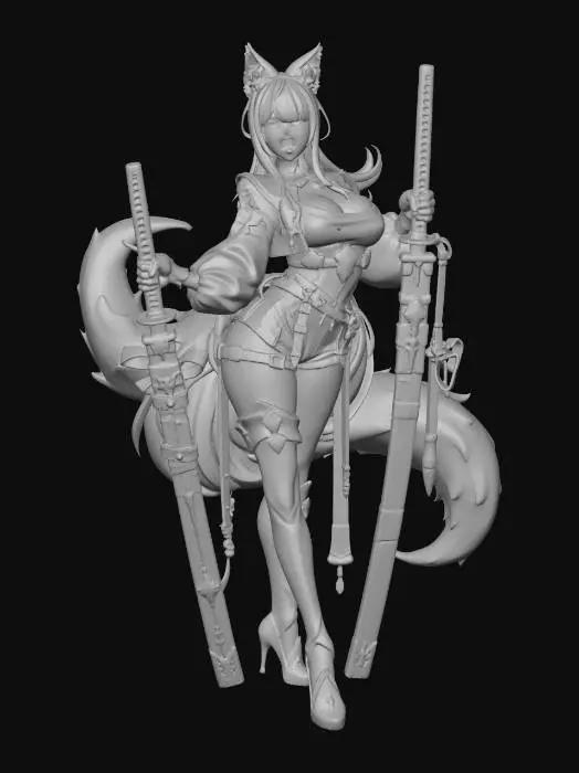 3D model for White Wolf Samurai