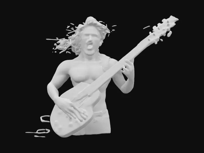 3D model for Realistic MAtt Pike from High on Fire band shirtless playing guitar and screaming