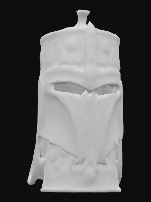 3D model for a tiki cup but instead it has a mandolorian helmet and swirls on it