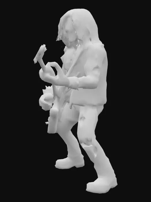 3D model for A rocker zombie with a guitar and has a leather jacket