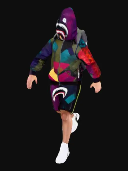 3D model for Colorful Shark Hoodie Outfit