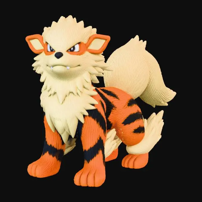 3D model for create a model of the pokemon arcanine that is in the same knitted pattern as the pokemon in the attached image