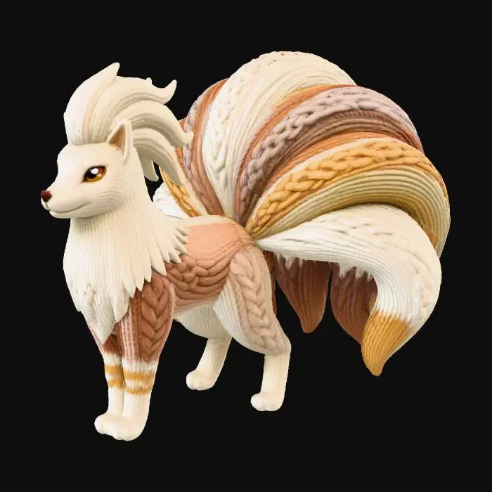 3D model for create a model of the pokemon ninetails that is in the same knitted pattern as the pokemon in the attached image