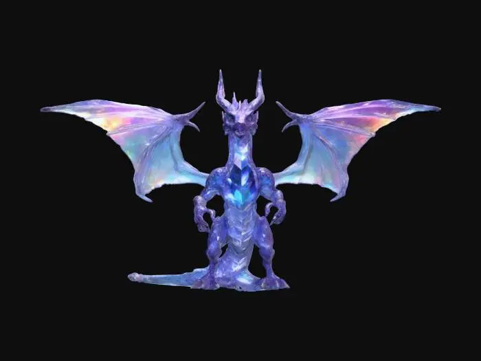 3D model for A Chardalyn Dragon is a construct dragon, built from the magical material "chardalyn" which gives it a crystalline, almost gem-like appearance, with a menacing, malevolent aura; it is typically depicted as a powerful, flying creature with a body that seems to be made of shimmering, sharp-edged crystal, often associated with evil and capable of inflicting devastating damage with its magical attacks, usually found in the lore of Dungeons & Dragons.