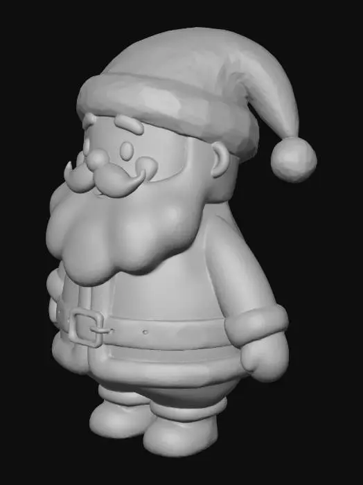 3D model for charming 3D cartoon model of a chibi Santa Claus with a plump, rounded body and a friendly facial expression, including rosy cheeks and dot eyes. He features a voluminous, fluffy white beard and mustache, wearing a classic vibrant red suit with soft white plush trim on the hat and cuffs. A dark brown belt with a gleaming golden rectangular buckle cinches his waist, complemented by dark brown gloves and boots. The overall aesthetic is smooth, with subtle, even lighting and soft shadows, highlighting its adorable, simplified form., #Christmas2025#