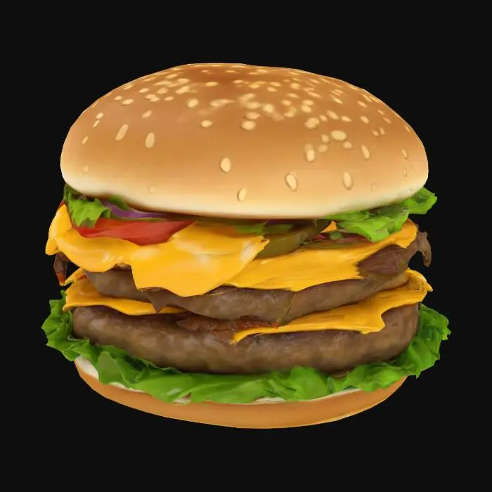 3D model for ultra photorealistic double cheeseburger
