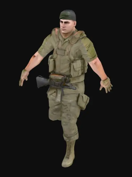 3D model for t-pose infantrymen wearing US ARMY fatigues no helmet