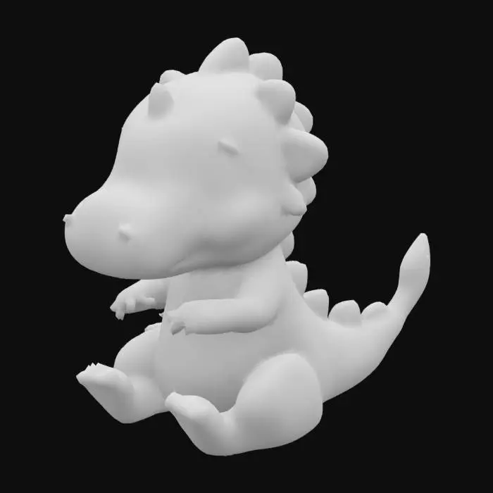 3D model for 
Crea un modelo 3D adorable de un dinosaurio T-Rex verde (tono menta suave) con pancita blanca, ojos grandes y soñolientos, y una mascota de estrellita amarilla mas pequeña en el hombro derecho que lleva un mini sombrero de dormir (azul con lunares blancos). El diseño debe ser kawaii: cabeza grande, cuerpo rechoncho y patas cortas. Actitud: tierno y soñoliento, bostezando o frotándose un ojo. Usa colores pastel y sombreado suave para un estilo sticker. Palabras clave: mascota sleep-tech, cute, personaje de sueño, estilo ilustración 3D.  

