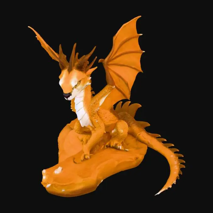 3D model for White Dragon on Rock