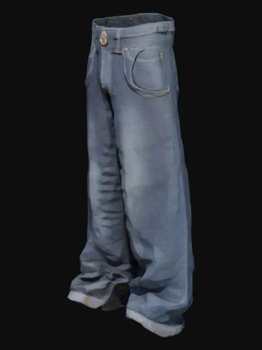3D model for Floating loose denim Pants with belt