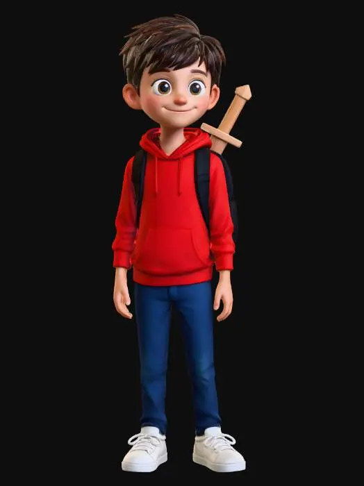 3D model for Little Adventurer with a Wooden Sword