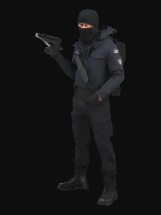 3D model for a man who has black clothes very secretivetave from the fbi has a gun to shoot anyone bad very relistic looks like its in real life