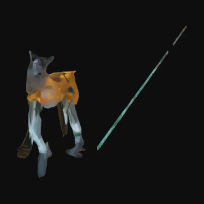 3D model for "A breathtaking aerial view of the Twelve Apostles along the Great Ocean Road at sunset, with golden light casting long shadows over the limestone stacks, surrounded by crashing waves and mist. In the distance, a kangaroo stands majestically on a cliff edge, while an Aboriginal elder paints Dreamtime symbols in the sky using glowing light trails. Ultra-realistic, cinematic lighting, 8K, high detail."