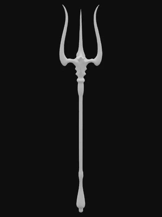 3D model for tridente colo plateado azulado , mango largo, estilo lanza #ocean#