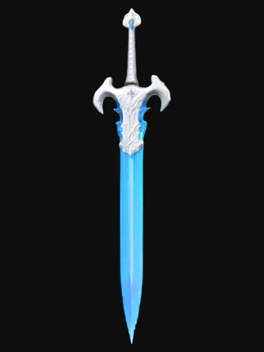 3D model for epic simetrical sword, icy edge and white snowy grip