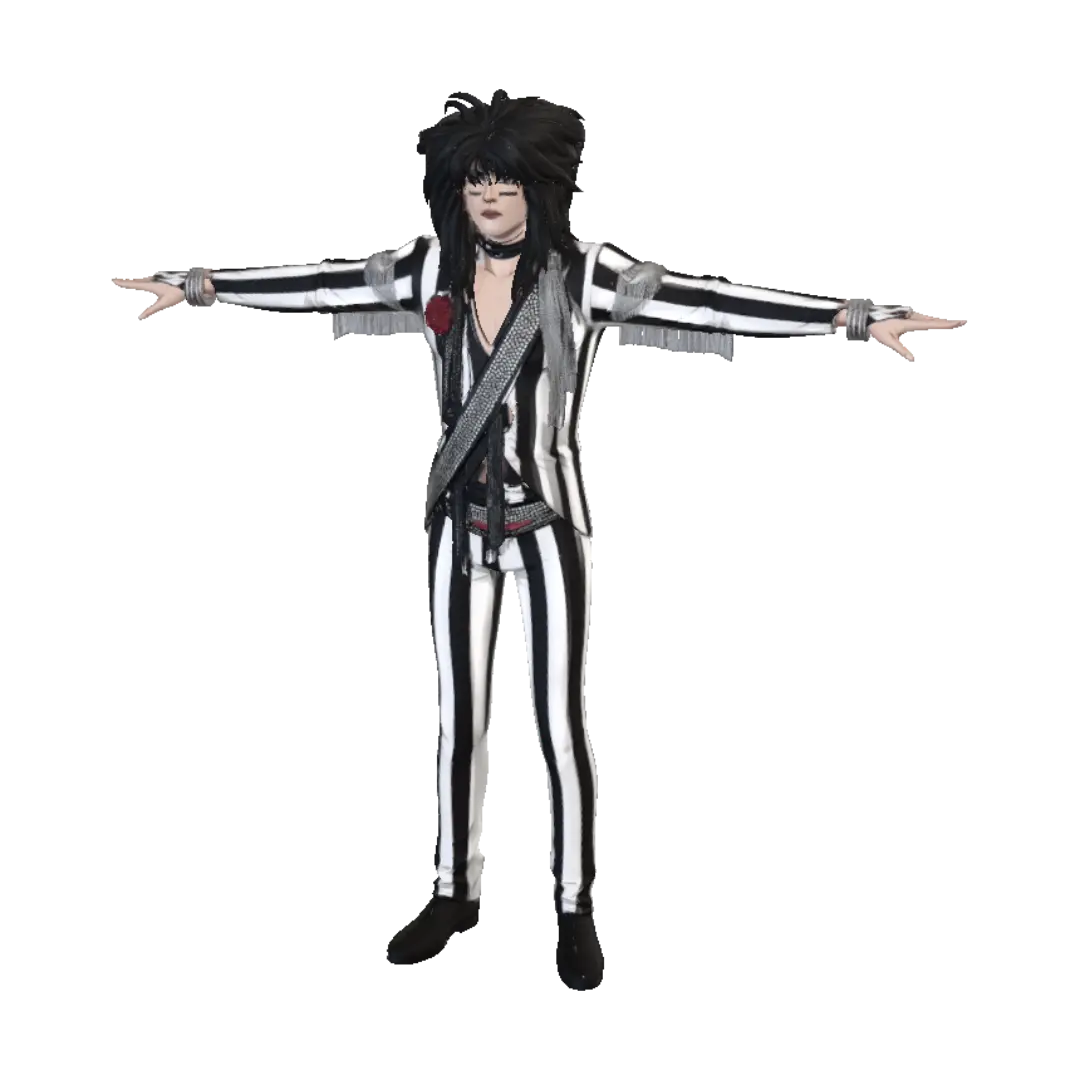 Monochrome Rockstar 3D model, vytvořený pomocí AI