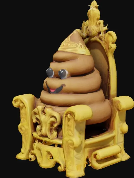 3D model for Нарисуй какашку с короной на голове на золотом троне. 