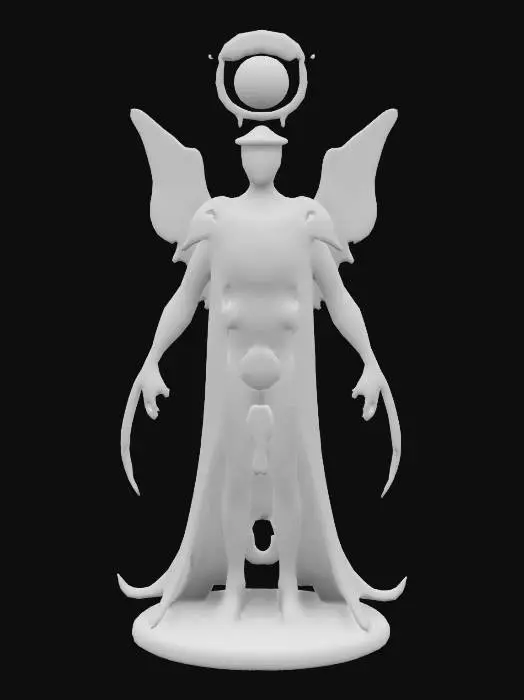 3D model for Cosmic Timekeeper - A celestial being responsible for maintaining the flow of time across dimensions. Their body appears translucent and is filled with swirling galaxies and clockwork gears that rotate in synchronized motion. Their head is a glowing orb with an hourglass embedded inside, its sand perpetually flowing upwards. They wear a long, flowing robe made of starry fabric that shifts colors like a nebula.