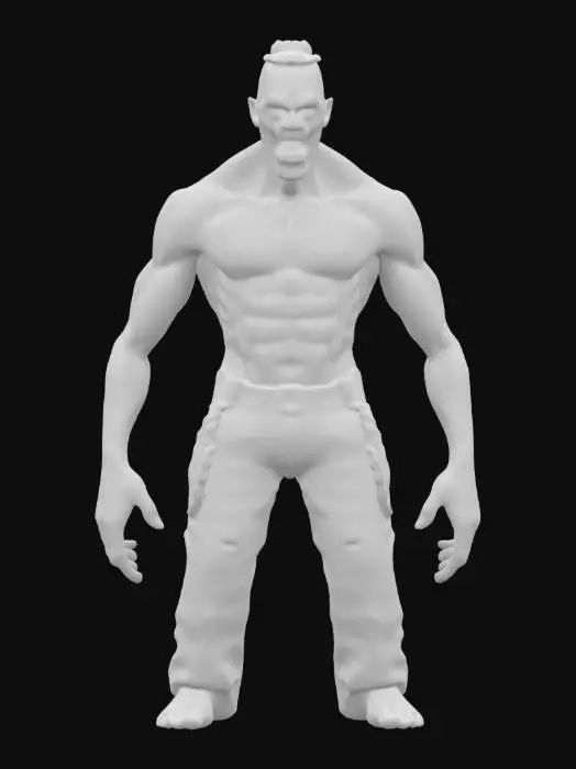 3D model for Muscular brute zombie, wearing a white wife beater and blue jeans