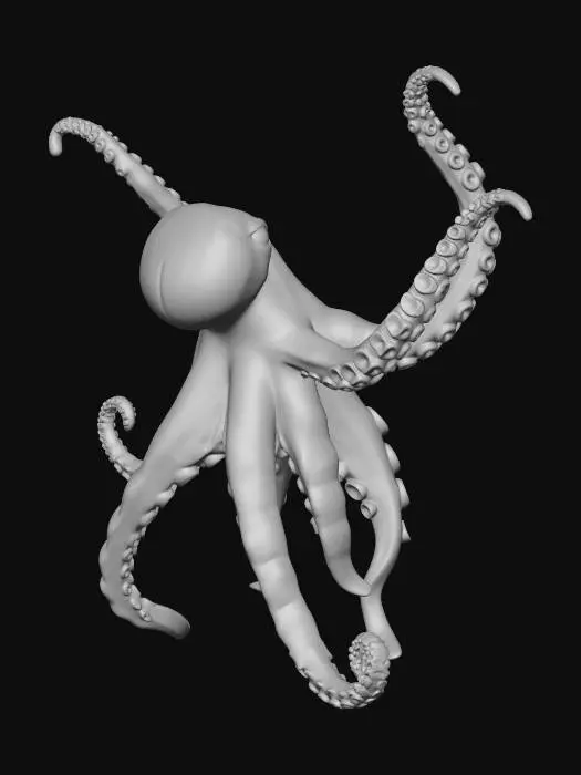 3D model for create me a vertical wavy tapering octopus tenticle with a 5mm thick base, add some suckers and printable details, add the raised text """Saunalicious""" along the vertical smooth section of the model