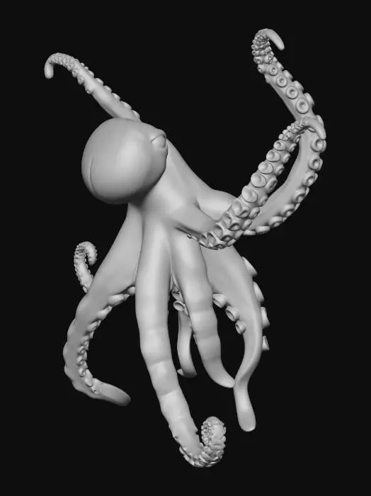 3D model for create me a vertical wavy tapering octopus tenticle with a 5mm thick base, add some suckers and printable details, add the raised text """Saunalicious""" along the vertical smooth section of the model