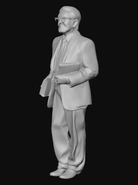 3D model for generate a male human, in his sixties, dressing like a university professor, greyish classic hair