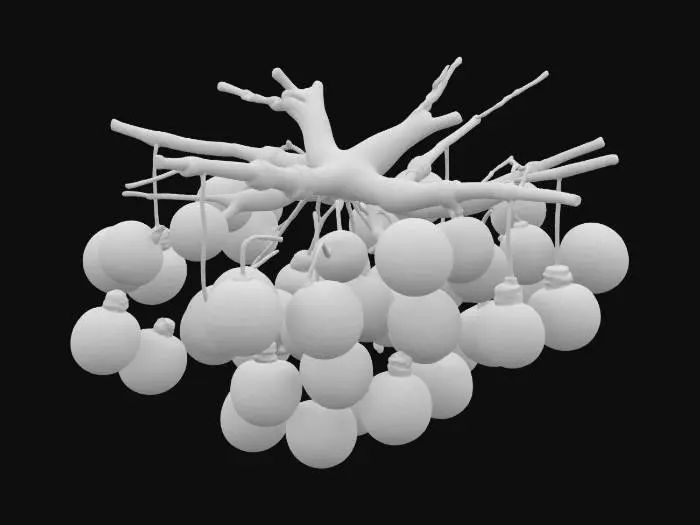 3D model for Create a chandelier made entirely of sea glass fishing floats in varying sizes, suspended from weathered driftwood arms in a spiral or cascading arrangement. Each float is made of translucent, frosted glass in oceanic hues—teal, aqua, deep blue, and seafoam green—bound with fine netting or corroded bronze wire. The floats softly glow from within, casting dappled light and watery reflections like sunlight beneath the sea. Add subtle barnacle clusters and tiny shells as accents. Realistic 3D depth, soft ambient illumination, transparent background. Fantasy oceanic setting., #ocean#