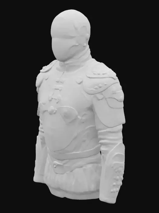 3D model for Create a highly detailed, realistic 3D model of dark, oceanic-themed leather armor. The armor should evoke deep-sea aesthetics with sleek, layered leather segments resembling overlapping fish scales, sharkskin textures, and stylized wave embossing. Incorporate subtle, sinister motifs: octopus tentacles coiled around the shoulders and waist, with black pearl accents or dark coral detailing. Color palette should include midnight blues, abyssal blacks, and deep teal, enhanced by slight bioluminescent highlights along edges. Include weathered metal buckles and clasps, suggesting exposure to ocean depths. Lighting should accentuate the armor’s texture and intricate oceanic patterns., #ocean#