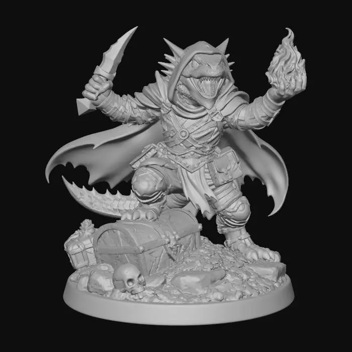3D model for Kobold Rogue with treasure