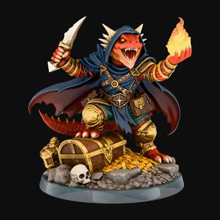 3D model for Kobold Rogue with treasure