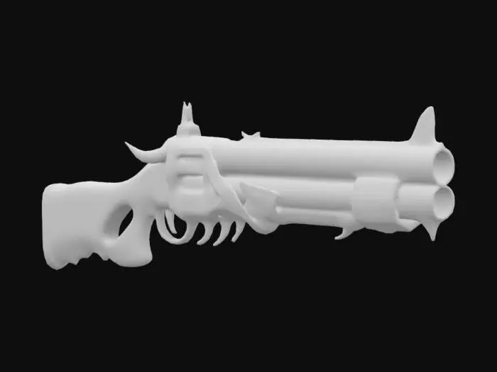 3D model for a demonic cool shotgun. doom style, ultakill style, gothic, ultra detailed, 4k, snake motifs.