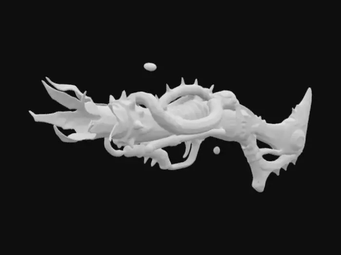 3D model for Flamethrower , demonic, snake motifs, doom style, ultrakill style, gothic, cool, detailed, GameAsset