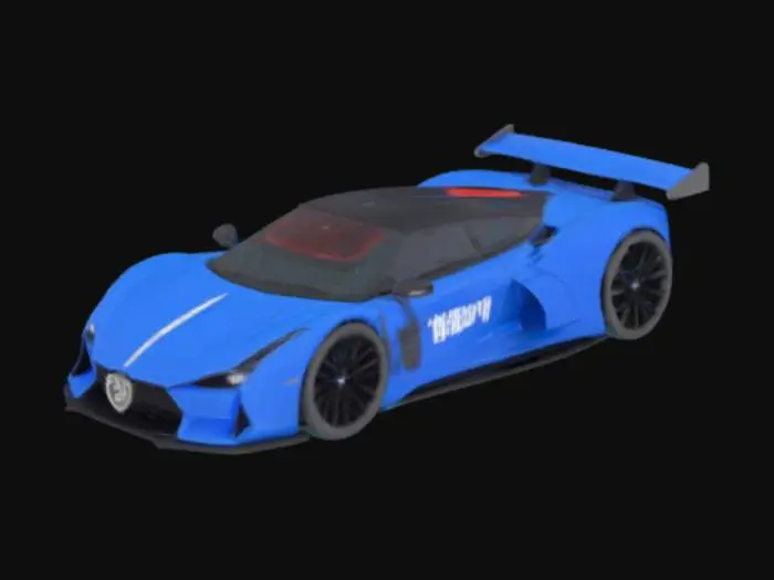 3D model for A BLUE Super car with yongtun written on its door in stylish text