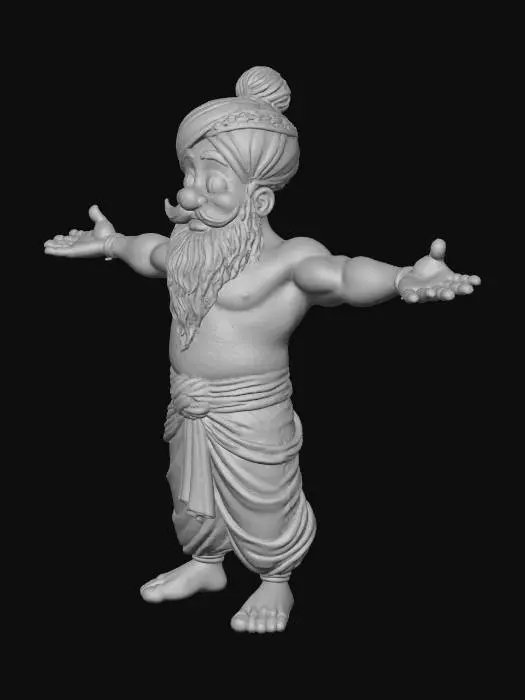 3D model for A friendly cartoon genie made of spices swirling together.

Golden/brown tones to represent masala powders.

Could wear a turban with “777” on it.

Symbolizes the magic of authentic taste.