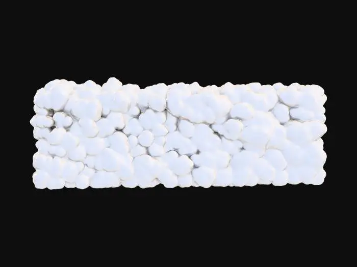 3D model for a very long wall made from a large cloud. 4k deep details. use at least 256 shades of white.