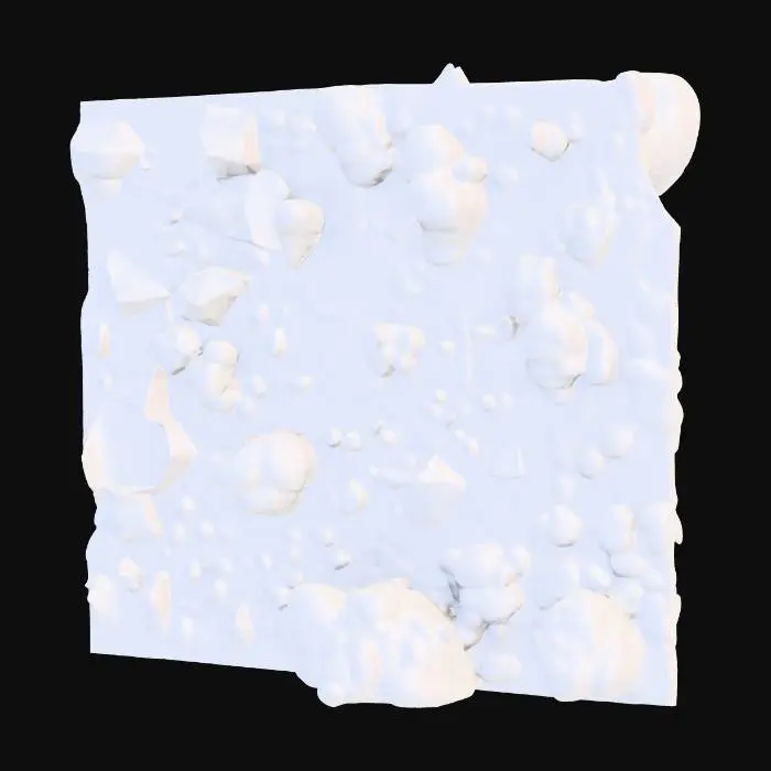 3D model for a very long wall made from a large cloud. 4k deep details. use at least 256 shades of white.