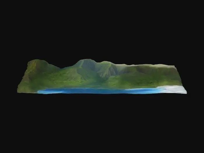 3D model for Create a back drop of Hawaiian mountains in the distance. Only the mountain