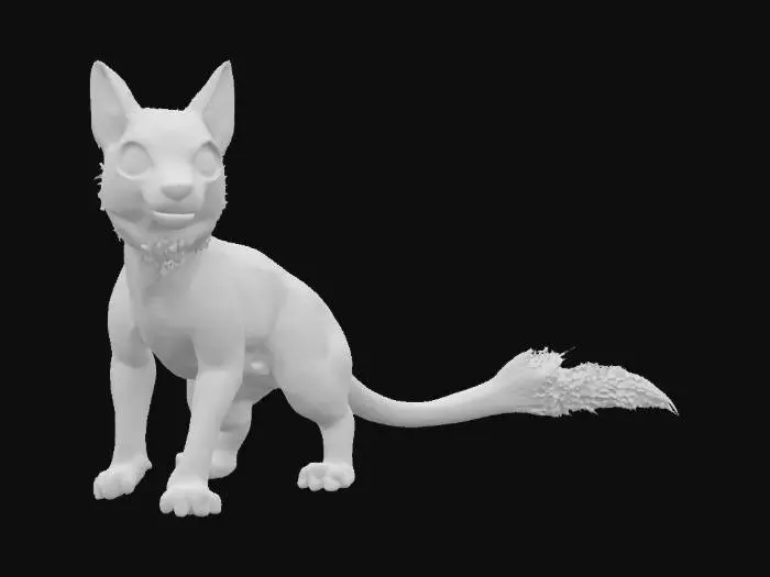 3D model for A sketch of a small, young, cute fox like creature. Color it too 