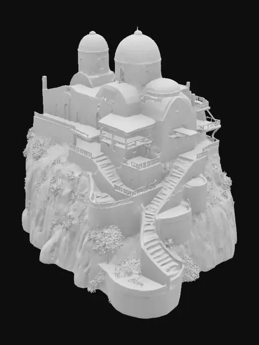 3D model for A greek orthodox monastery perched on top of a cliff